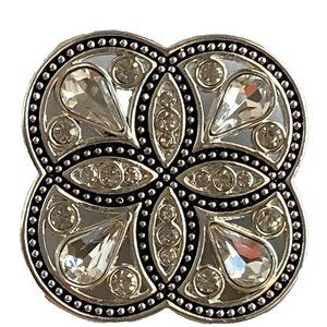 Premier Designs Brooch Pendant Charm Pin Silver Tone Circle Rhinestone Converts